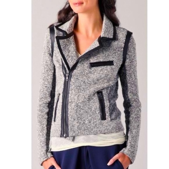 RAG & BONE Hart Tweed Biker Moto Jacket White/Black XS - Picture 1 of 10